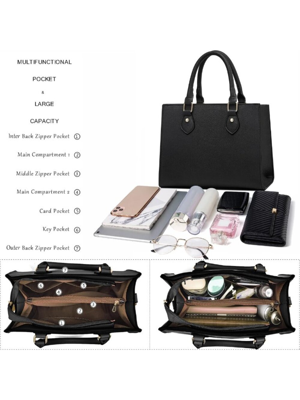 Stylish PU Leather Crossbody Bag & Tote for Women - Versatile Satchel Shoulder - Picture 5 of 8